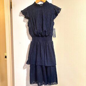 BCX Juniors' Smocked Swiss-Dot Dress Navy Size XS